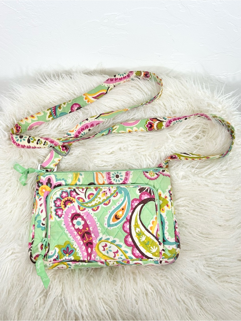 Vera Bradley Tutti Frutti Triple Zip Hipster Crossbody Bag Retired Paisley